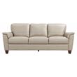 Bowery Hill Pillow Top Arm Sofa in Beige Leather with Wooden Inner Frame
