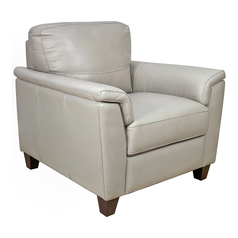 Bowery Hill Pillow Top Arm Chair in Beige Leather with Wooden Inner Frame