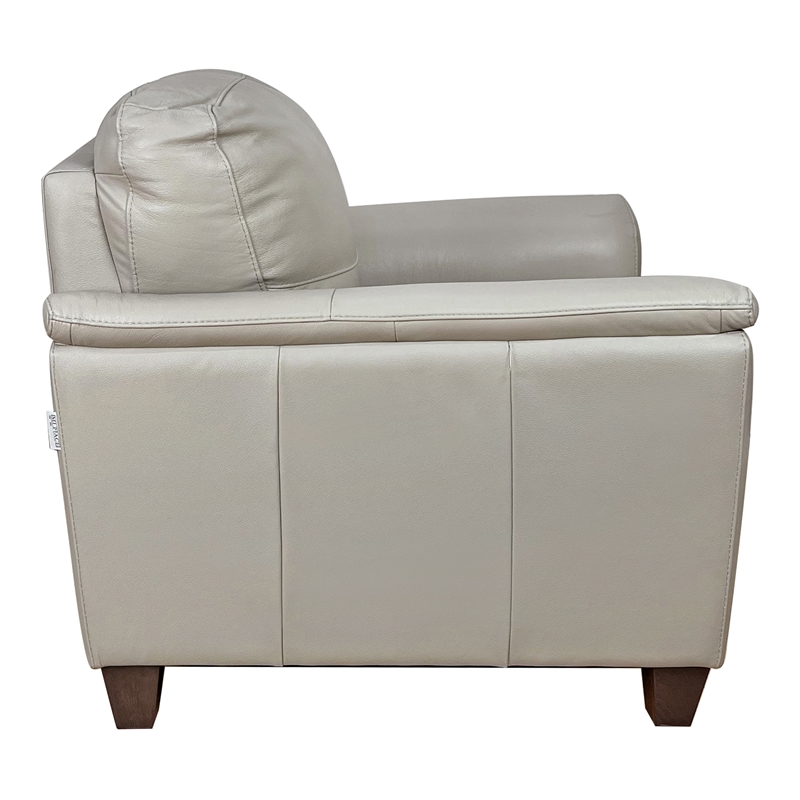 Bowery Hill Pillow Top Arm Chair in Beige Leather with Wooden Inner Frame