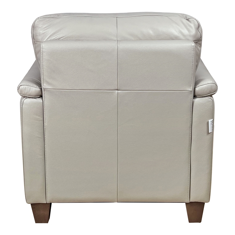 Bowery Hill Pillow Top Arm Chair in Beige Leather with Wooden Inner Frame