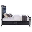 Bowery Hill Eastern King Panel Bed in Dark Navy Velvet with Crystal Buttons