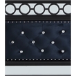 Bowery Hill Eastern King Panel Bed in Dark Navy Velvet with Crystal Buttons