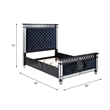 Bowery Hill Eastern King Panel Bed in Dark Navy Velvet with Crystal Buttons
