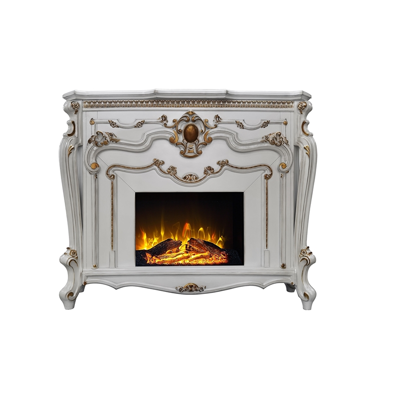 Bowery Hill Electric Fireplace with LED in Antique Pearl Finish
