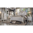 Bowery Hill Queen Bed in Two Tone Ivory Fabric with Button-Tufted Panels
