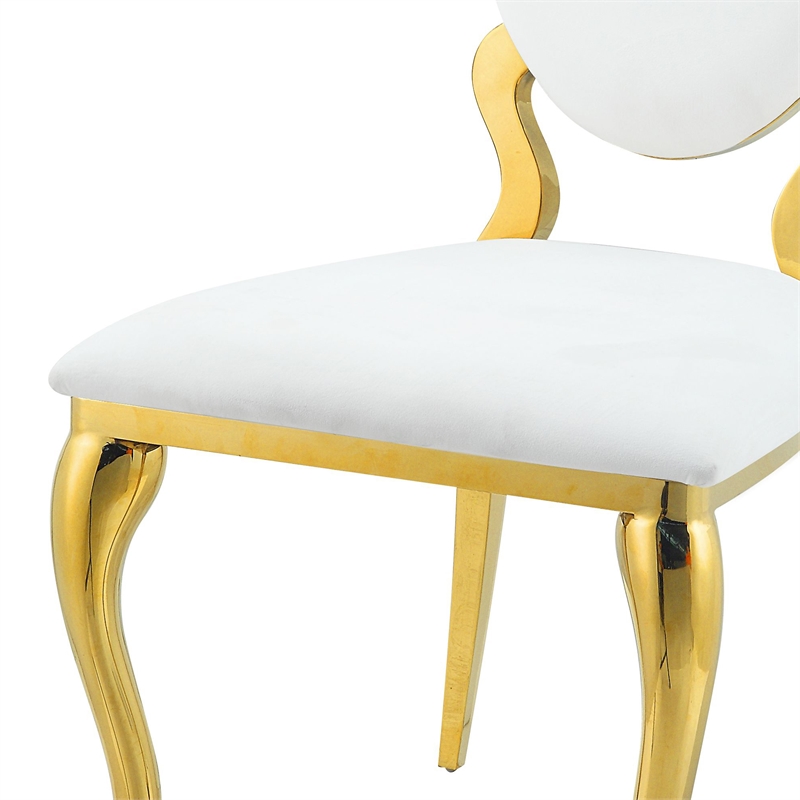 Bowery Hill Set of 2 Dining Side Chairs with Floral Design and Gold Finish