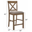 Bowery Hill Counter Height Chair Set in Tan Linen and Weathered Oak
