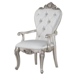 Bowery Hill Upholstered Tufted Arm Chair in Cream and Golden Ivory Set of 2