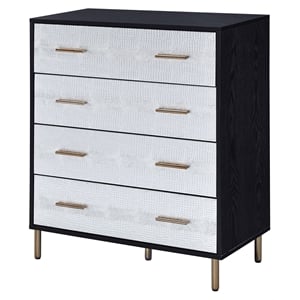 Bowery Hill 4-Drawer Chest in Black with Silver and Gold Accents