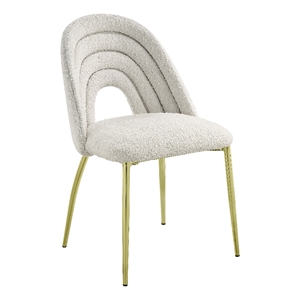 Bowery Hill 19&quot Teddy Sherpa Side Chairs Set of 2 in White and Gold