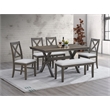 Bowery Hill Transitional Rubberwood Dining Table with X-Shaped Legs in Gray