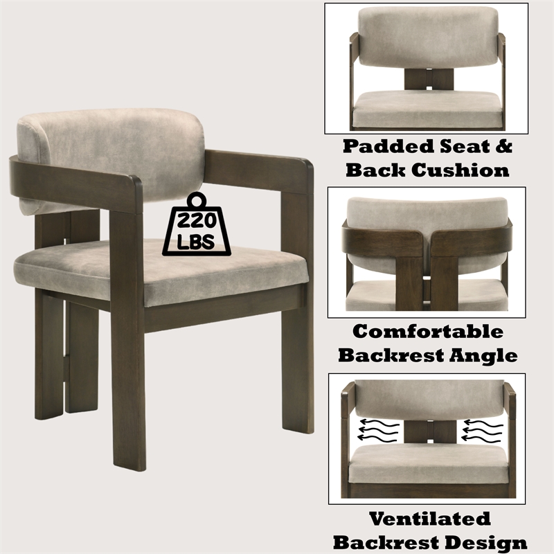 Bowery Hill Wood Side Chair with Microfiber Cushions in Light Gray