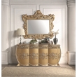Bowery Hill MDF Ornate Mirror with Intricate Carvings in Gold Finish