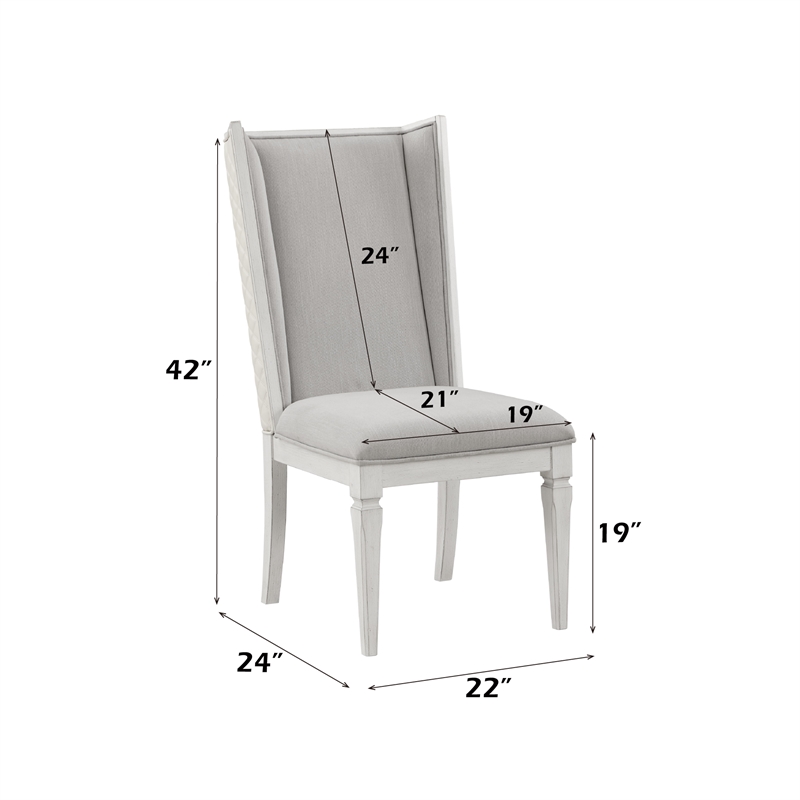 Bowery Hill Set of 2 Linen Upholstered Wingback Side Chairs in Gray
