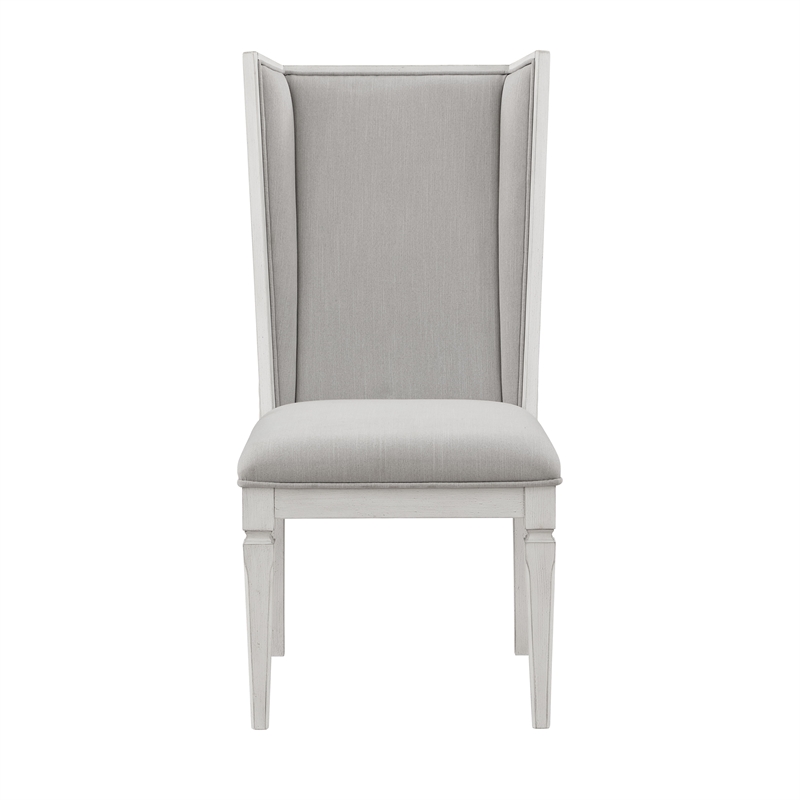 Bowery Hill Set of 2 Linen Upholstered Wingback Side Chairs in Gray