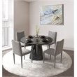 Bowery Hill Round Pedestal Dining Table in Engineered Stone Black Finish