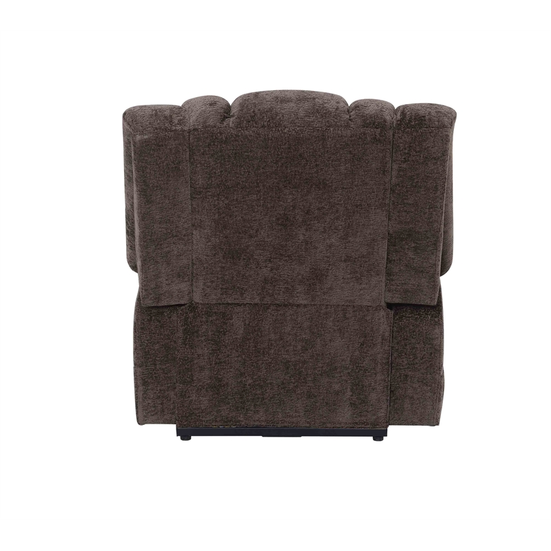 Bowery Hill Velvet Power Recliner with Lift/Heating & Massage in Brown