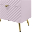 Bowery Hill 2-Drawer MDF Nightstand Pink High Gloss Finish Gold Accents