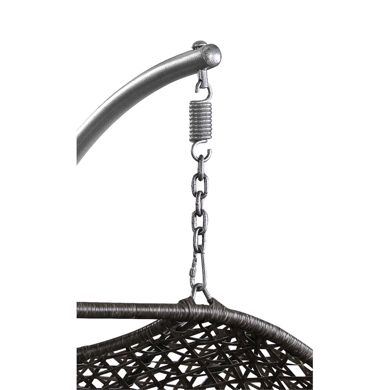 Bowery Hill Hanging Patio Chair with Stand Synthetic Wicker Gray Finish