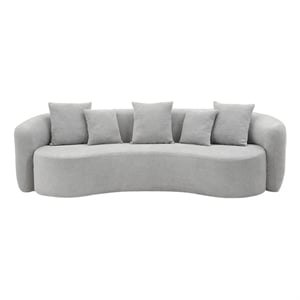 Bowery Hill Oversize Sofa with 5 Pillows in Gray Chenille Upholstery