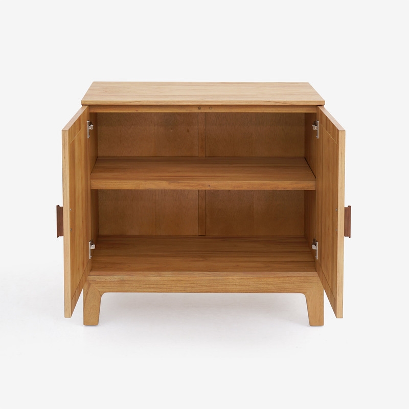 Bowery Hill Solid Wood Cabinet in Natural Oak with Sunburst Pattern