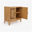 Bowery Hill Solid Wood Cabinet in Natural Oak with Sunburst Pattern