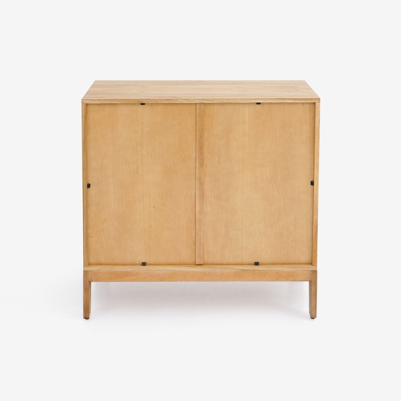 Bowery Hill Solid Wood Cabinet in Natural Oak with Sunburst Pattern