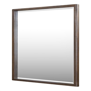 Bowery Hill Mirror with Wooden Frame in Brown Oak Finish and Clean Lines
