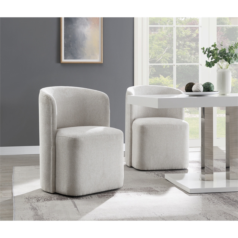 Bowery Hill Side Chair in Beige Chenille with Foam Padding and Wood Frame