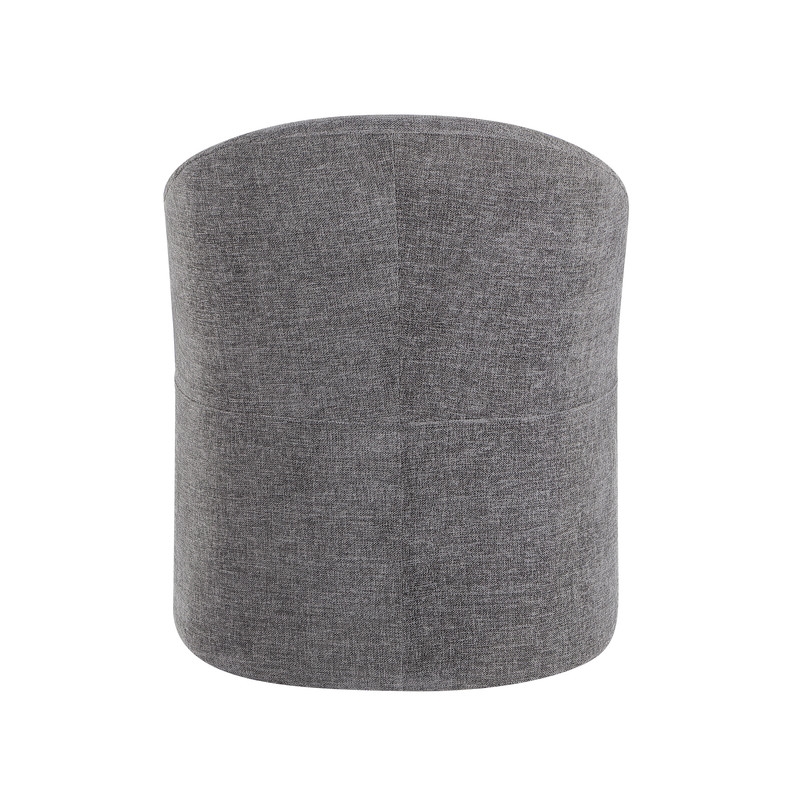 Bowery Hill Barrel Back Dining Arm Chair in Gray Linen with Swivel Base