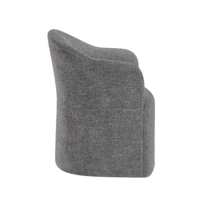 Bowery Hill Barrel Back Dining Arm Chair in Gray Linen with Swivel Base