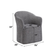 Bowery Hill Barrel Back Dining Arm Chair in Gray Linen with Swivel Base