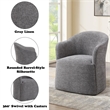 Bowery Hill Barrel Back Dining Arm Chair in Gray Linen with Swivel Base
