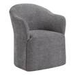 Bowery Hill Barrel Back Dining Arm Chair in Gray Linen with Swivel Base
