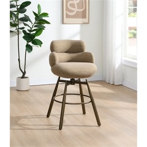 Bowery Hill Counter Height Swivel Chair in Taupe Chenille & Bronze
