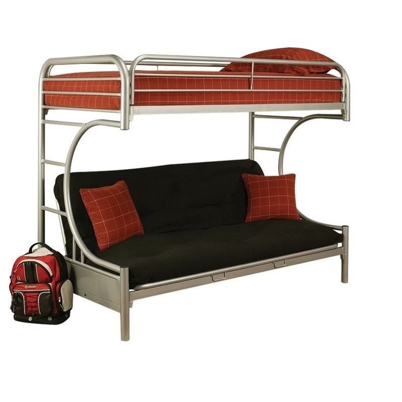 Bowery Hill Twin Over Full/Futon Metal Bunk Bed in Silver Finish