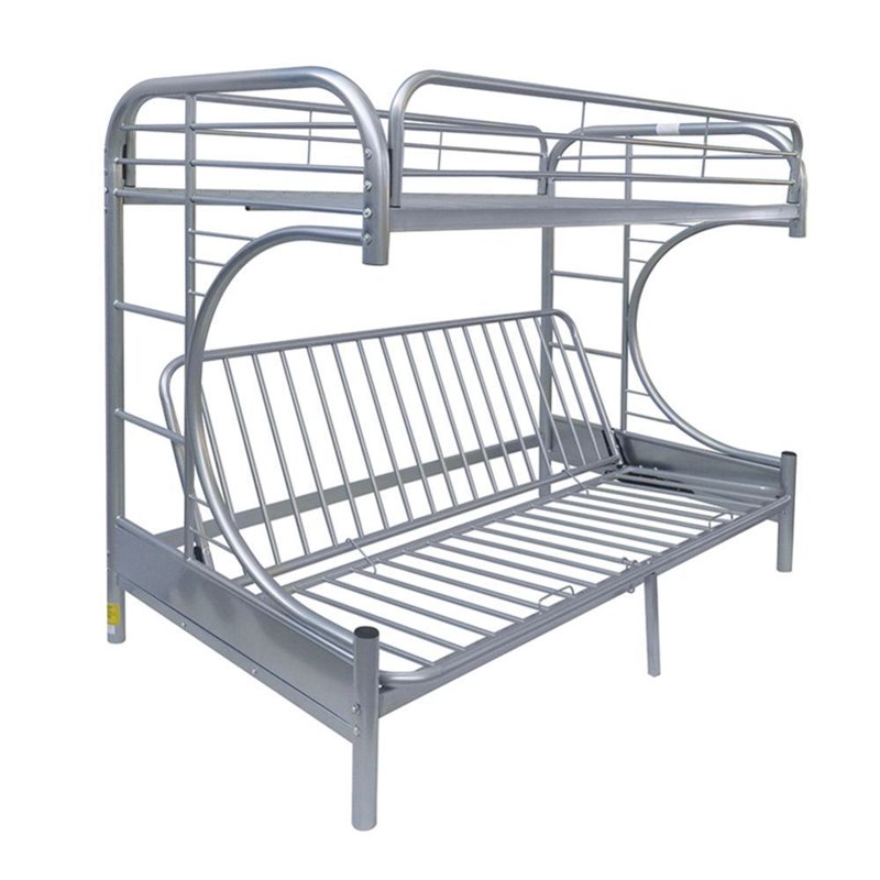 Bowery Hill Twin Over Full/Futon Metal Bunk Bed in Silver Finish