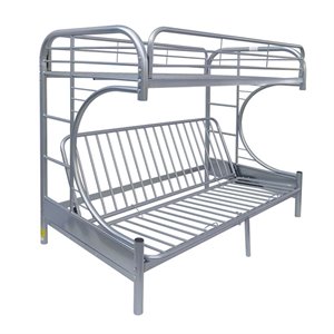 Bowery Hill Twin Over Full/Futon Metal Bunk Bed in Silver Finish