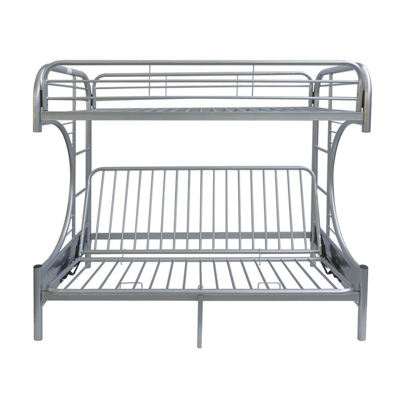 Bowery Hill Twin Over Full/Futon Metal Bunk Bed in Silver Finish