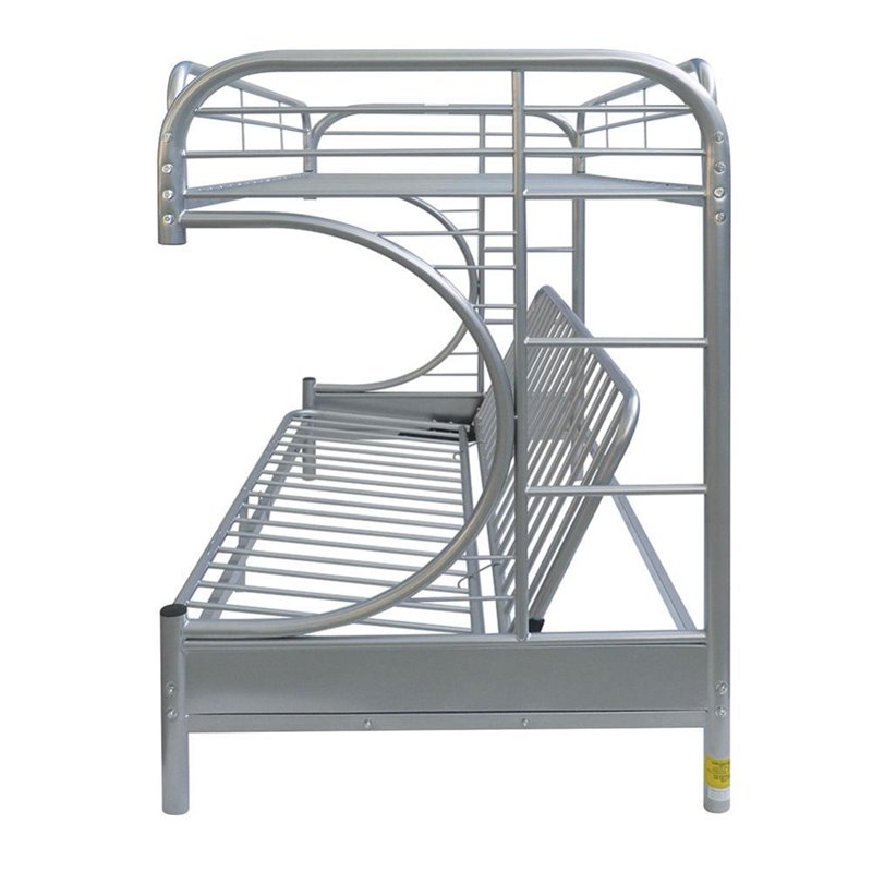 Bowery Hill Twin Over Full/Futon Metal Bunk Bed in Silver Finish