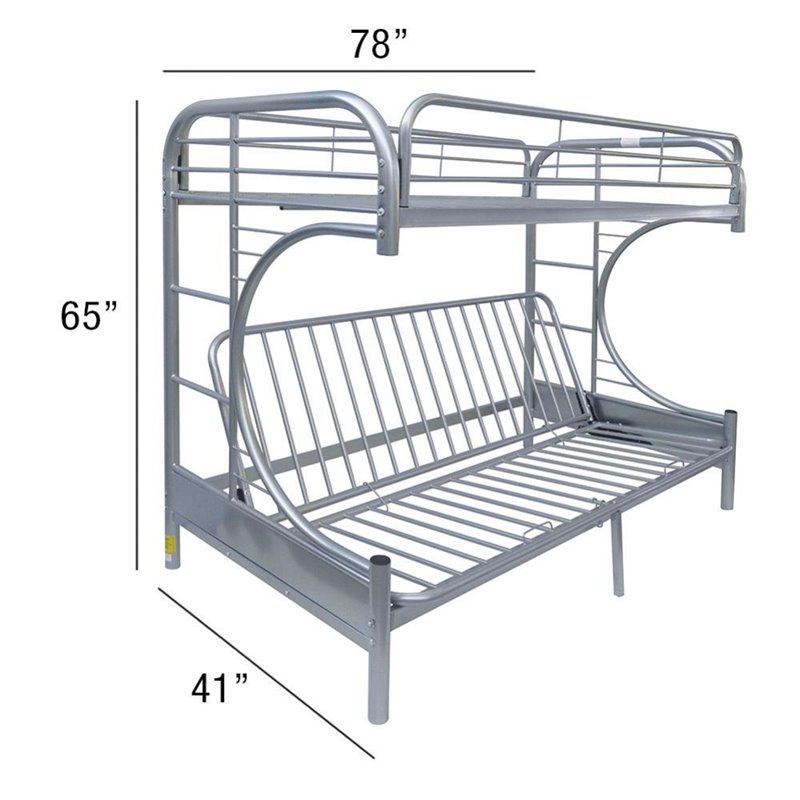 Bowery Hill Twin Over Full/Futon Metal Bunk Bed in Silver Finish