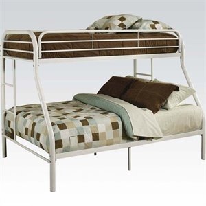Bowery Hill Twin over Full Bunk Bed with Metal Frame in White