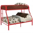 Bowery Hill Twin Over Full Metal Bunk Bed in Red with Side Ladders