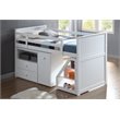 Bowery Hill White Wood Loft Bed with Chest Desk and Storage Ladder