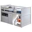Bowery Hill White Wood Loft Bed with Chest Desk and Storage Ladder