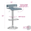 Bowery Hill Swivel Adjustable Bar Stool in Gray and Chrome Metal