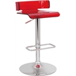 Bowery Hill Swivel Adjustable Bar Stool in Red and Chrome Metal