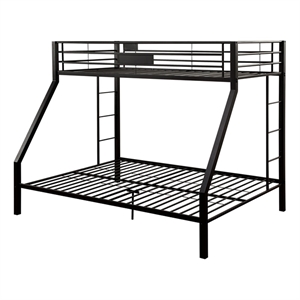 Bowery Hill Twin Over Queen Metal Bunk Bed with Ladder in Sandy Black