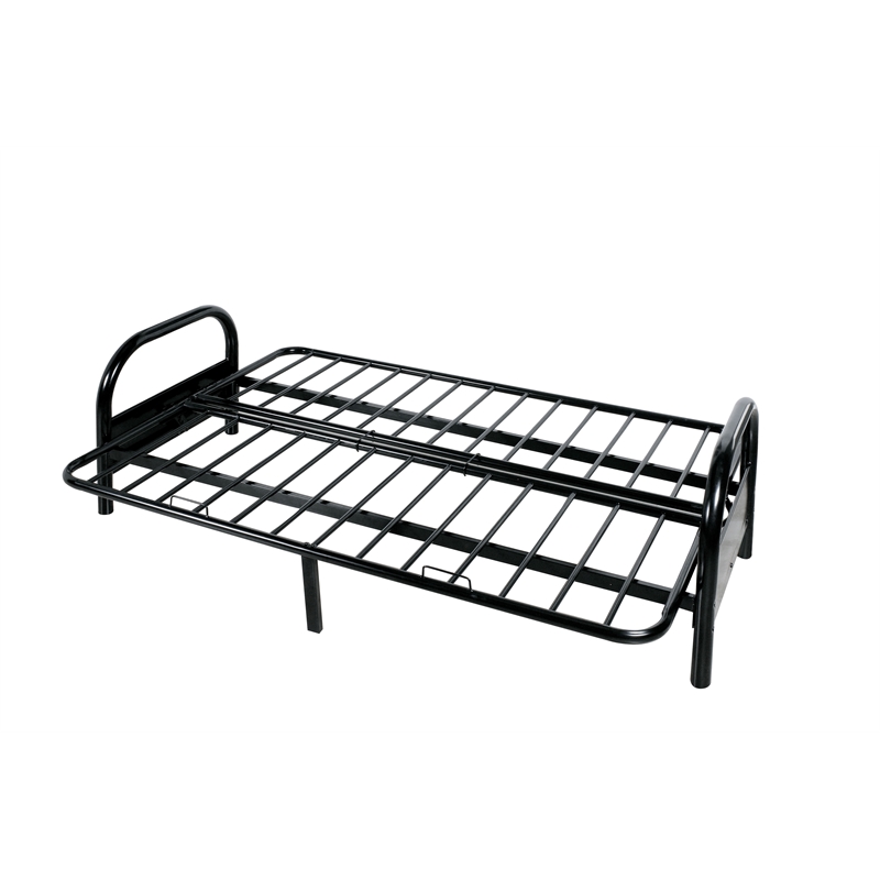 Bowery Hill Adjustable Futon Frame in Black Metal for Full-Size Mattress