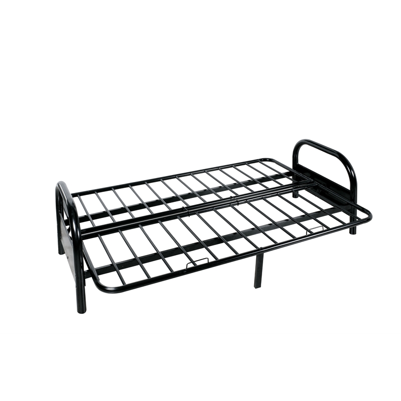 Bowery Hill Adjustable Futon Frame in Black Metal for Full-Size Mattress